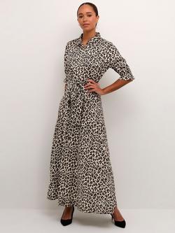 KAFFE Velana Leopard Print Shirt Maxi Dress, Multi, Multi Color Leo