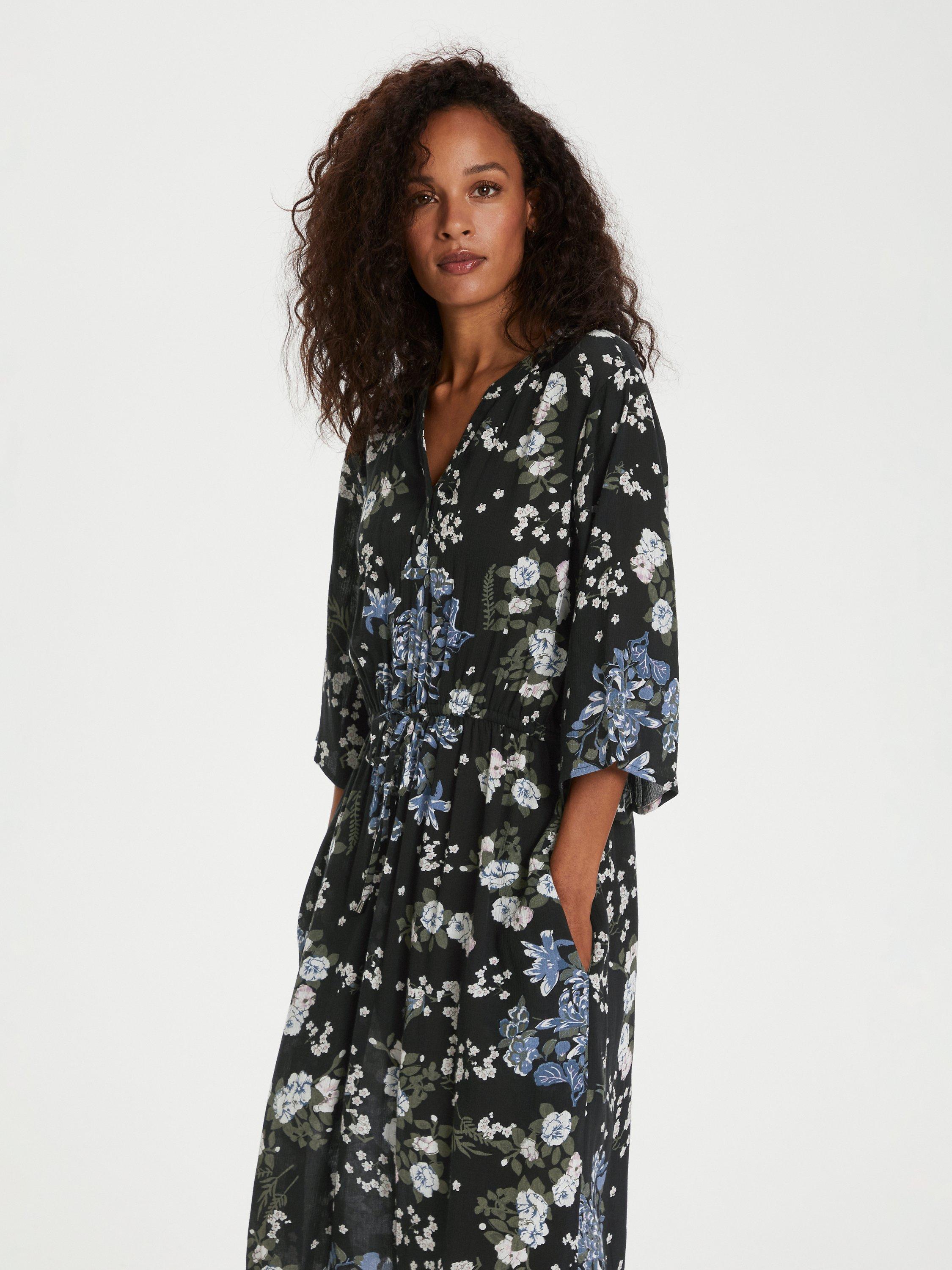 Product image 3 of 6, which shows KAFFE Ekua Amber Dress, Black/Multi, 10