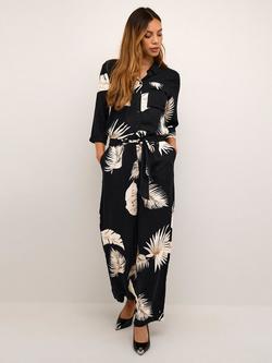 KAFFE Rutie Ecovero 3/4 Sleeve Jumpsuit, Large Scale Leaf