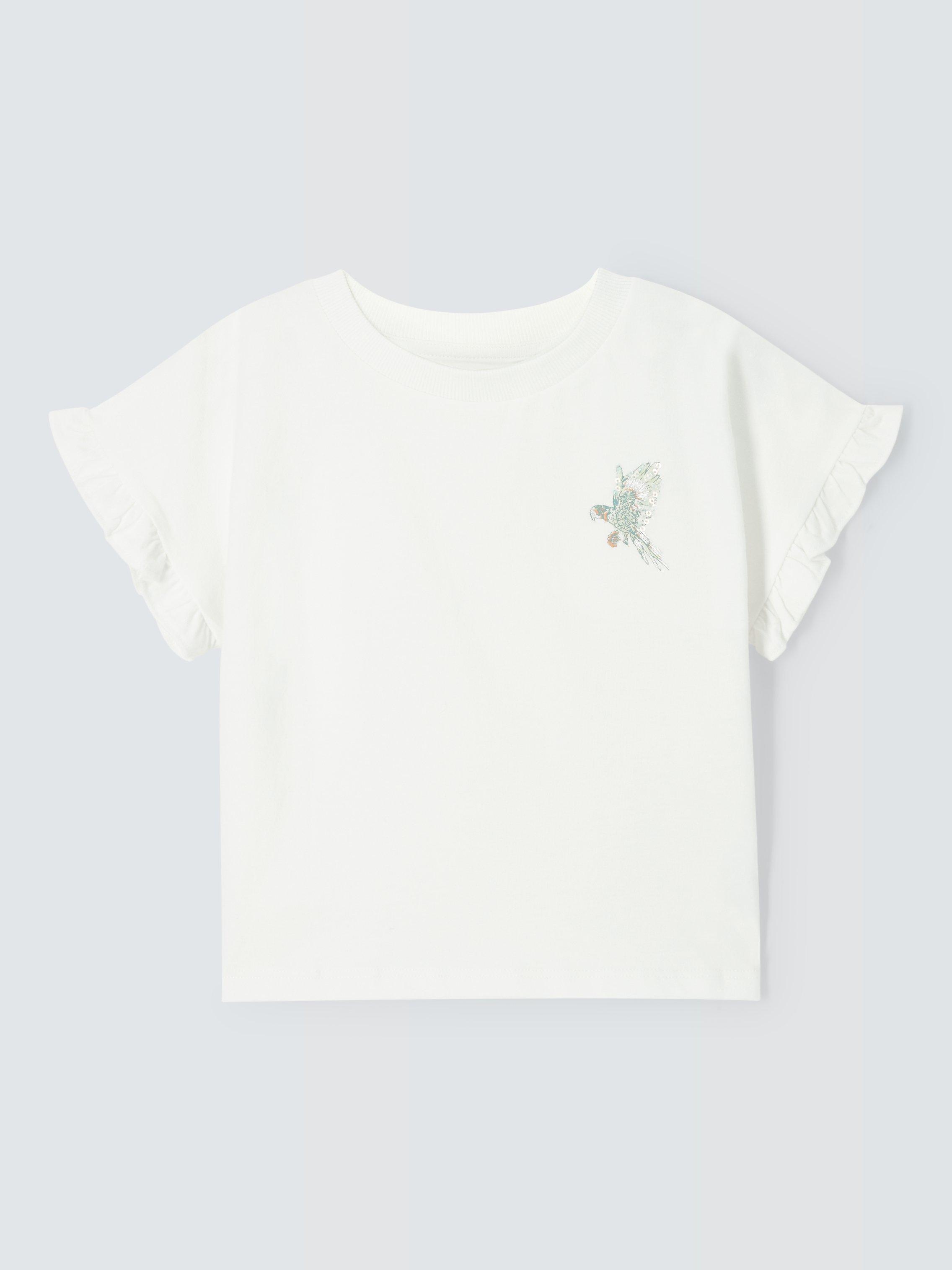 Product image 3 of 6, which shows John Lewis Kids' Sequin Parrot T-Shirt, Snow White, 7 years