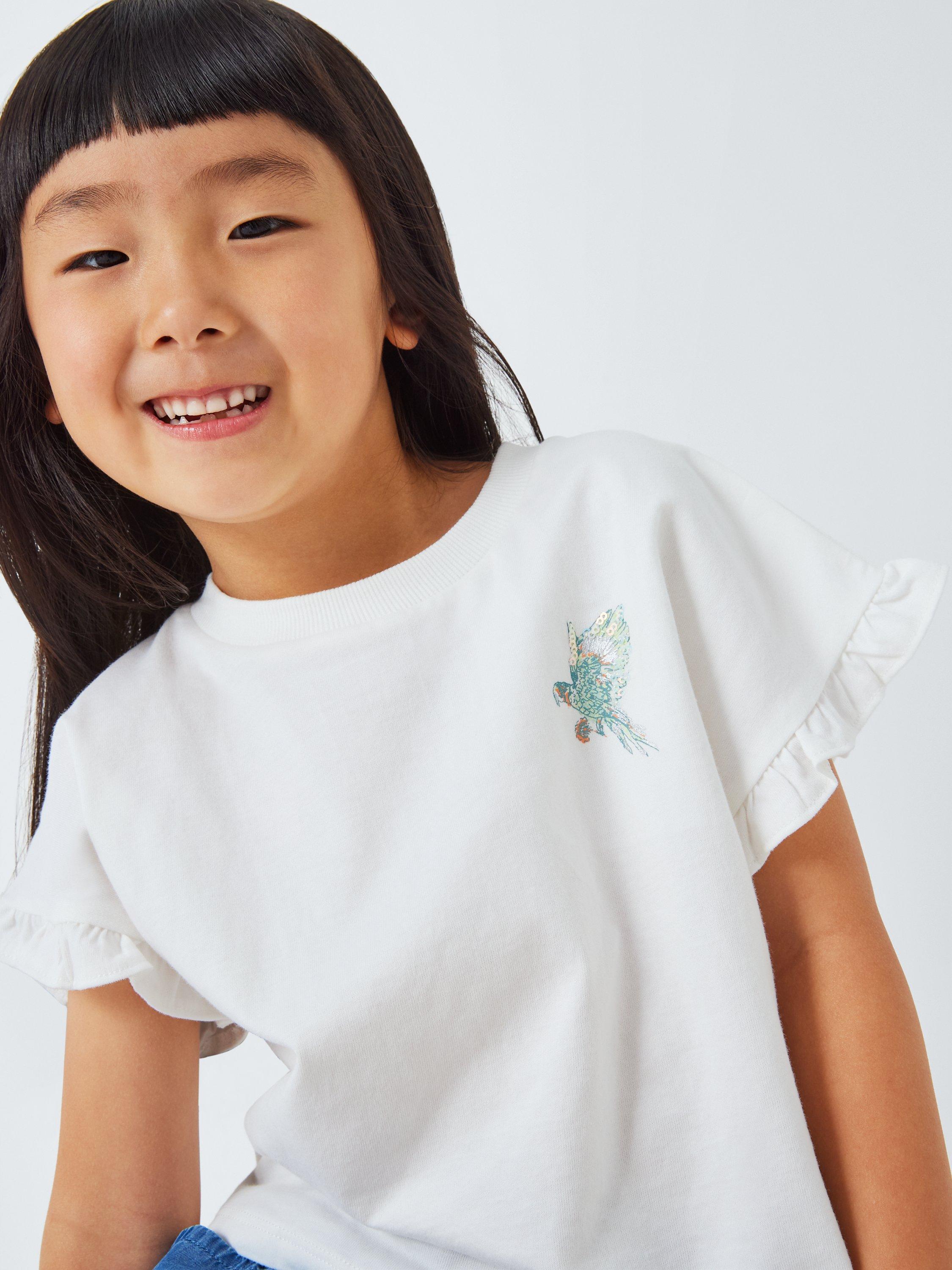 Product image 6 of 6, which shows John Lewis Kids' Sequin Parrot T-Shirt, Snow White, 7 years