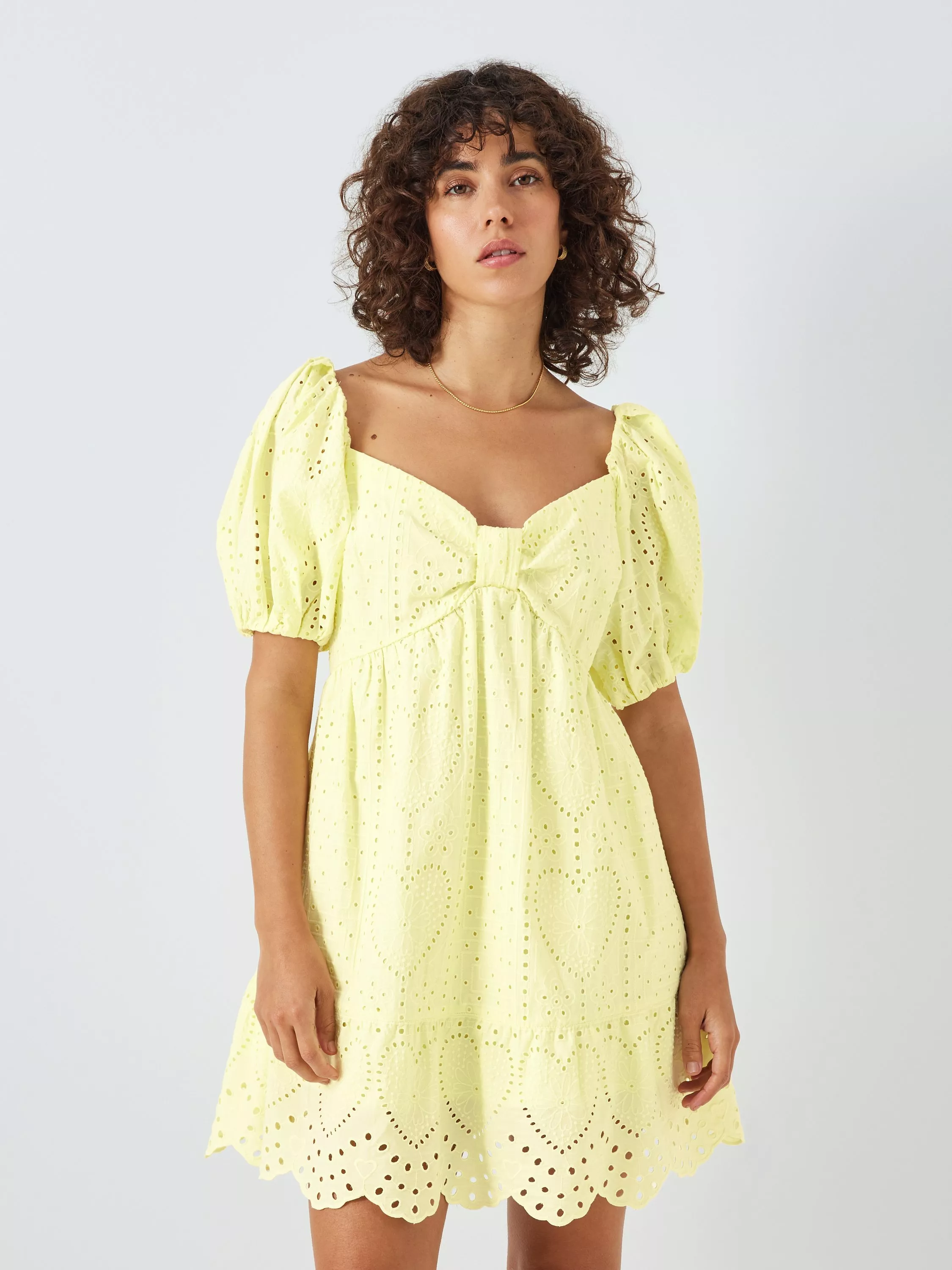 Fabienne Chapot Regina Broderie Anglaise Mini Dress Limoncello