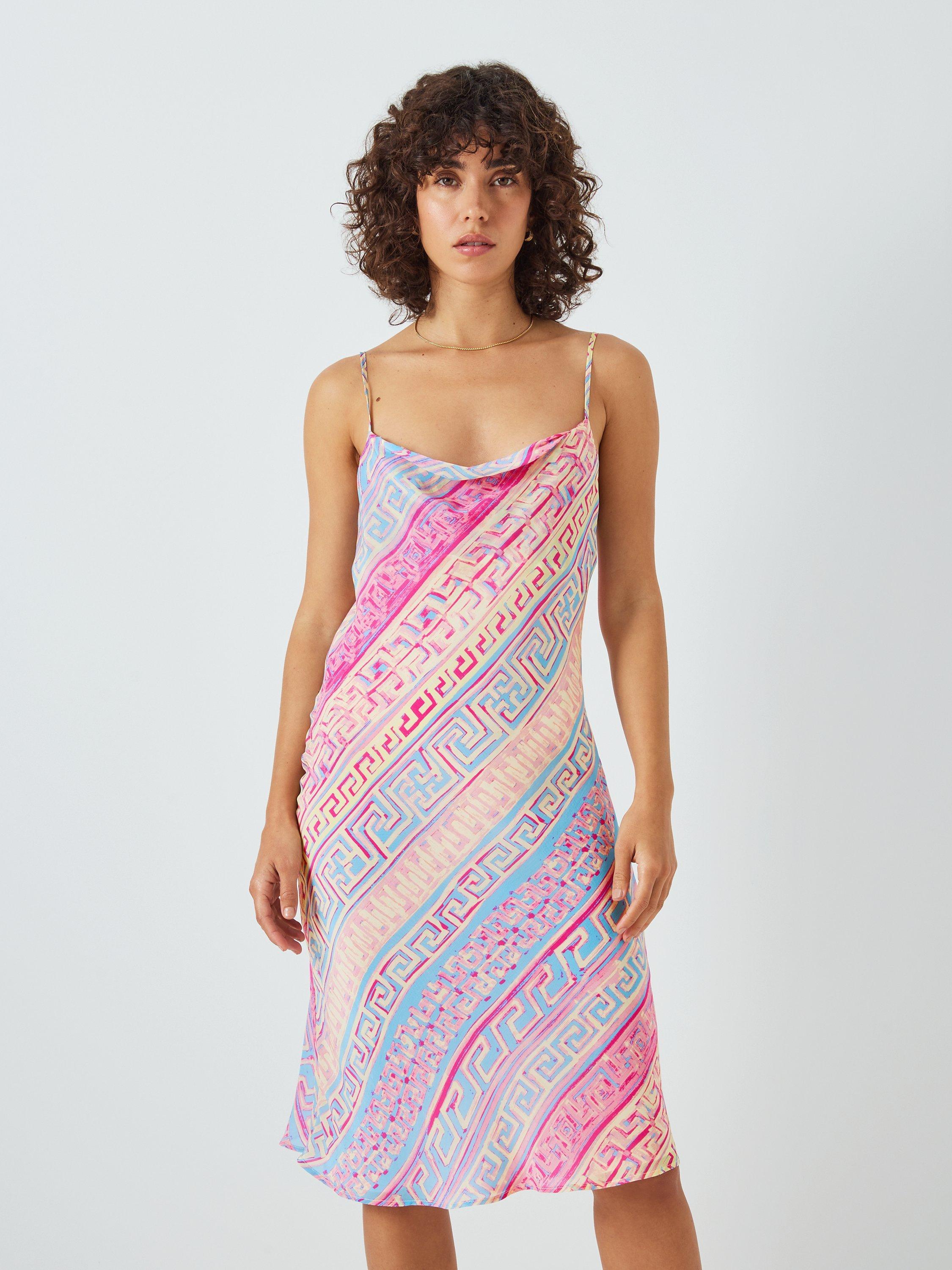 Fabienne Chapot Hera Geometric Print Dress, Pink Sunset/Azure Blue