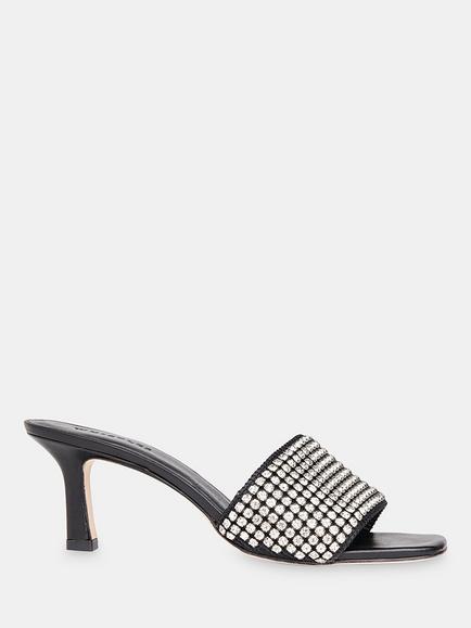 Whistles Adella Diamante Slip-On High Heel Mules, Black, Black