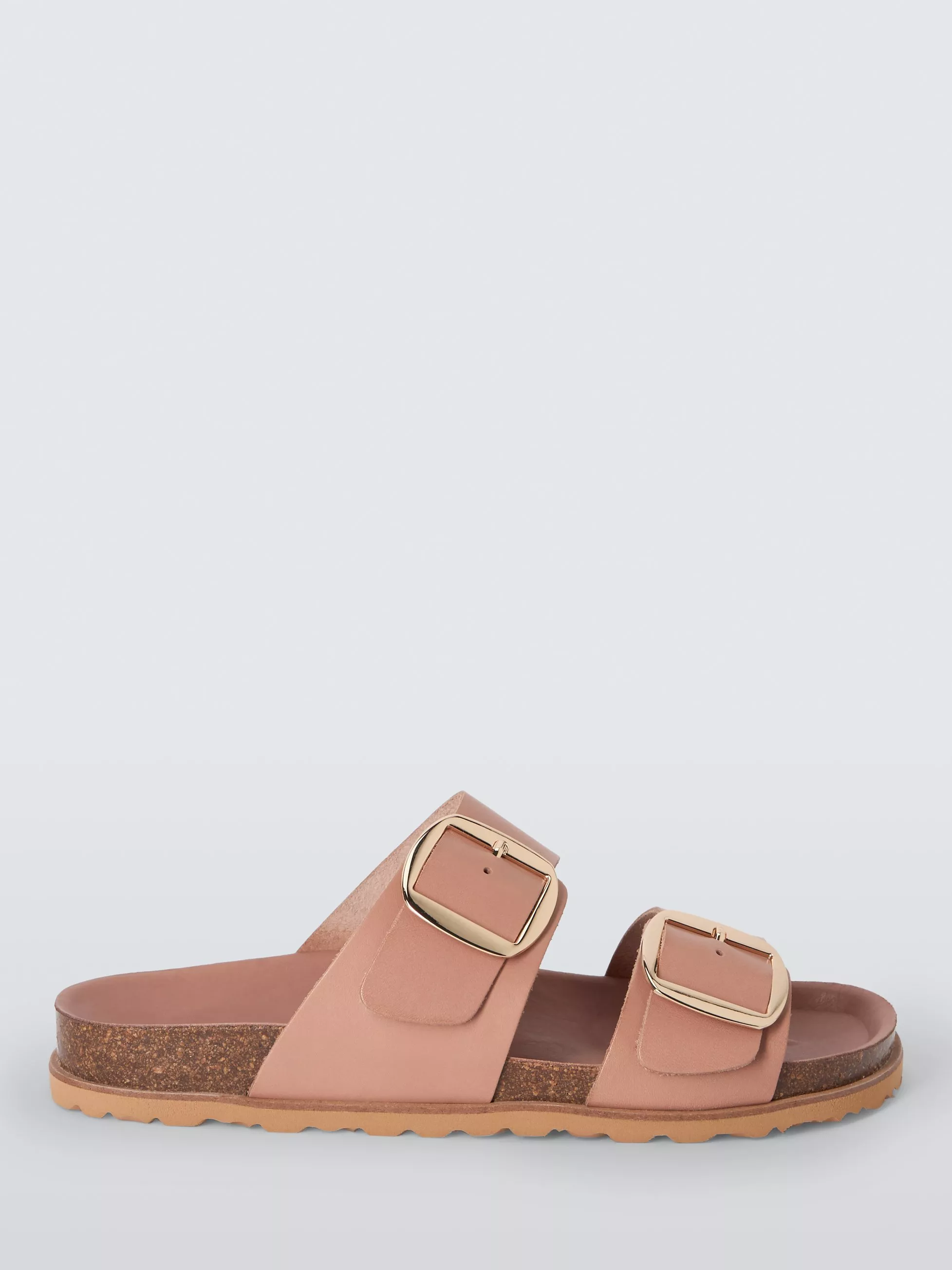 John Lewis Lagos Leather Double Buckle Footbed Sandals Blush