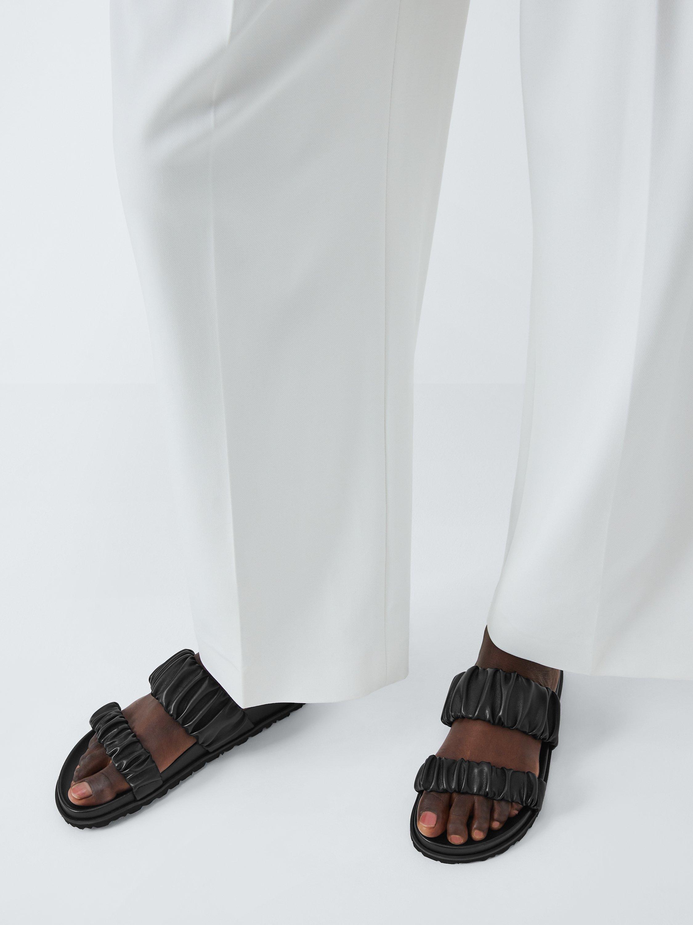 Product image 2 of 5, which shows John Lewis ANYDAY Louie Two Strap Ruched Footbed Sandals, Black, 3