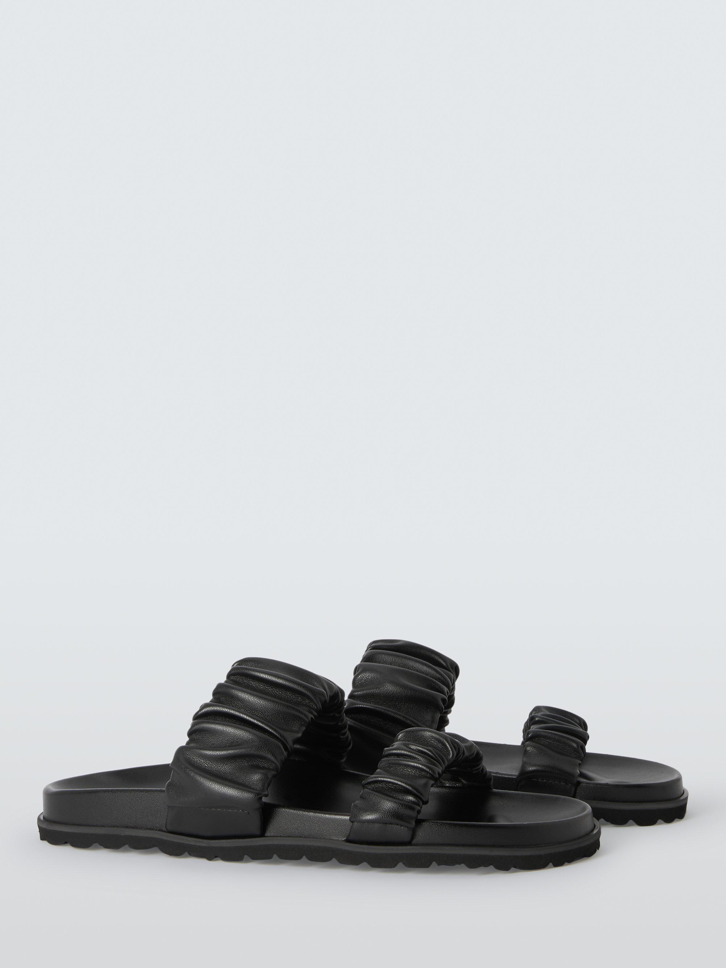 Product image 3 of 5, which shows John Lewis ANYDAY Louie Two Strap Ruched Footbed Sandals, Black, 3