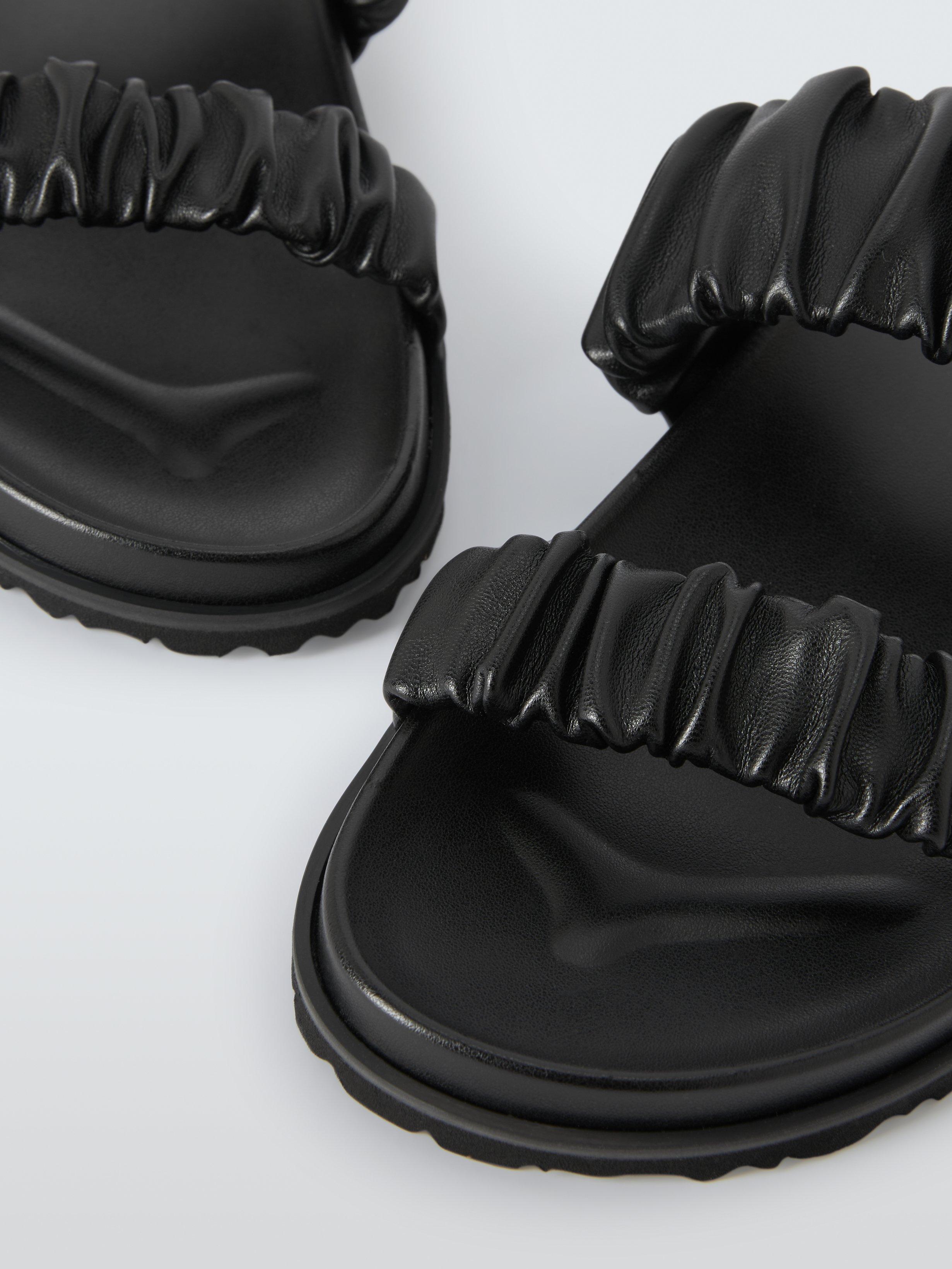 Product image 4 of 5, which shows John Lewis ANYDAY Louie Two Strap Ruched Footbed Sandals, Black, 3
