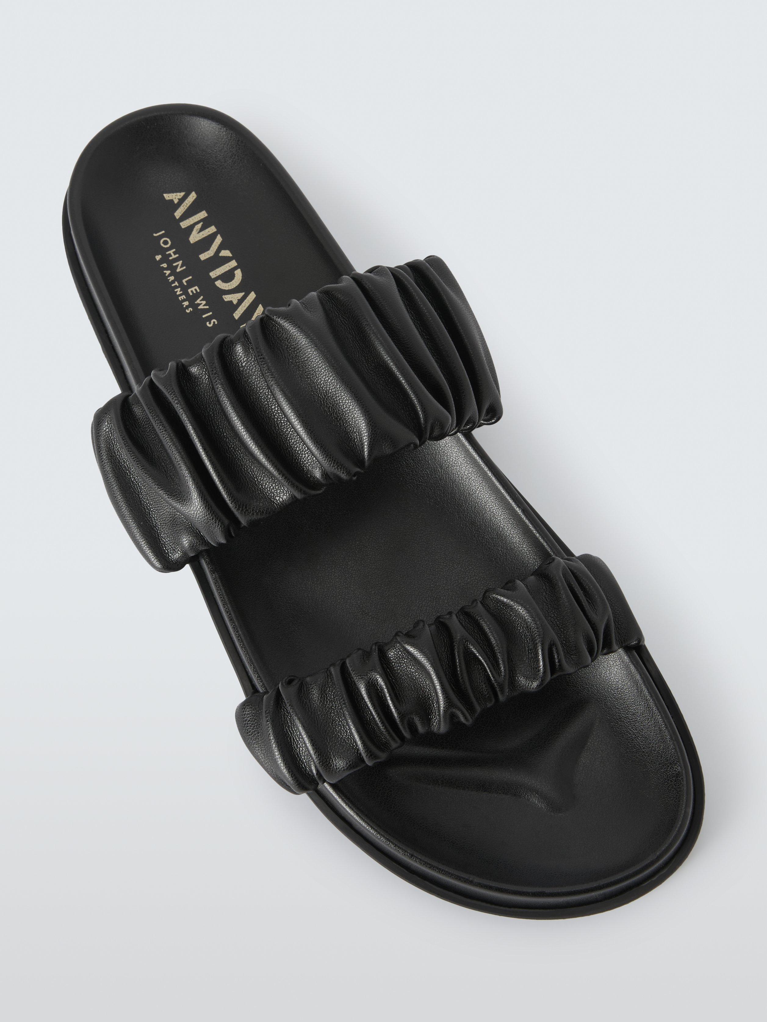 Product image 5 of 5, which shows John Lewis ANYDAY Louie Two Strap Ruched Footbed Sandals, Black, 3