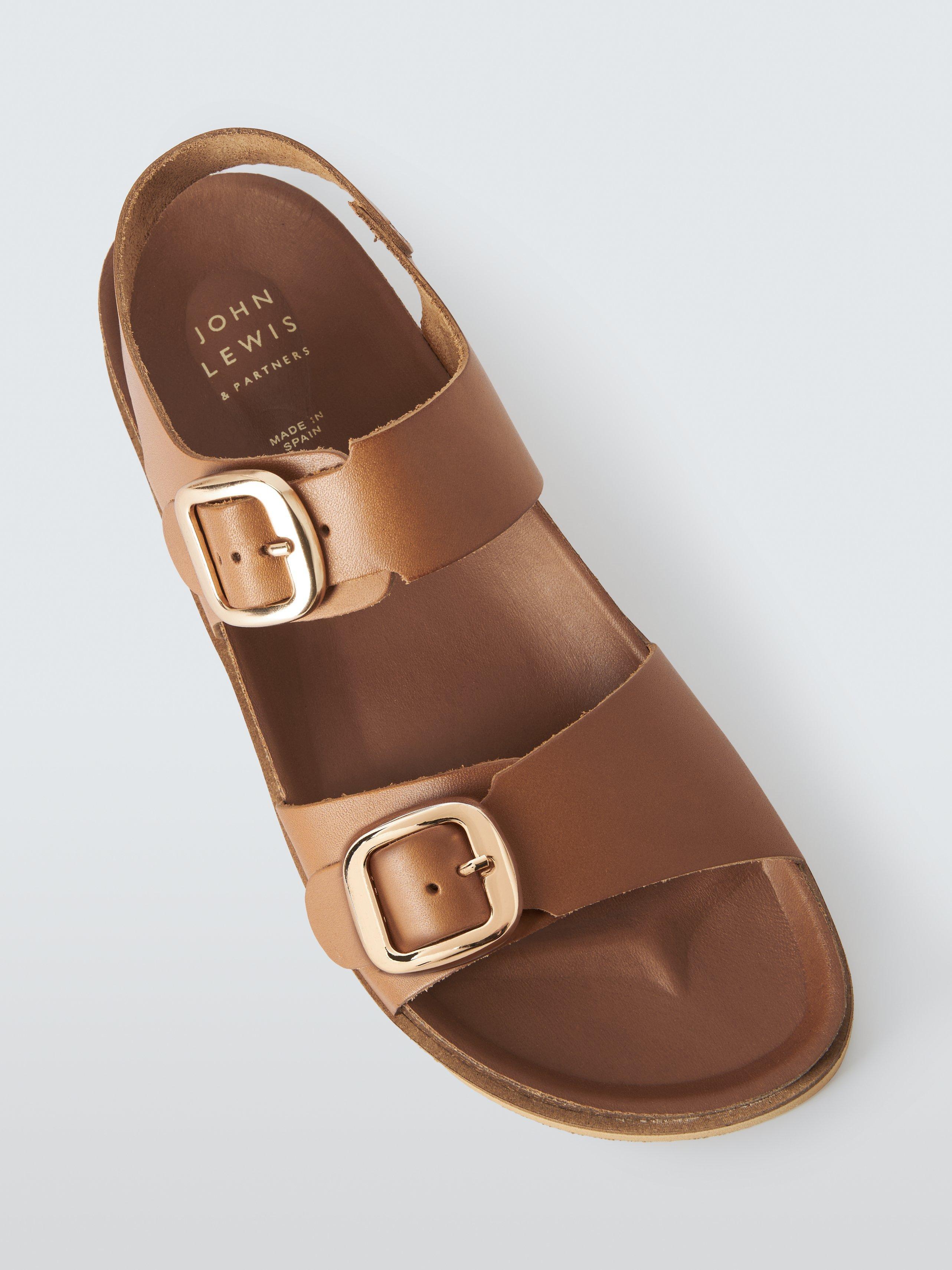 John Lewis Louisianna Leather Slingback Footbed Sandals Tan