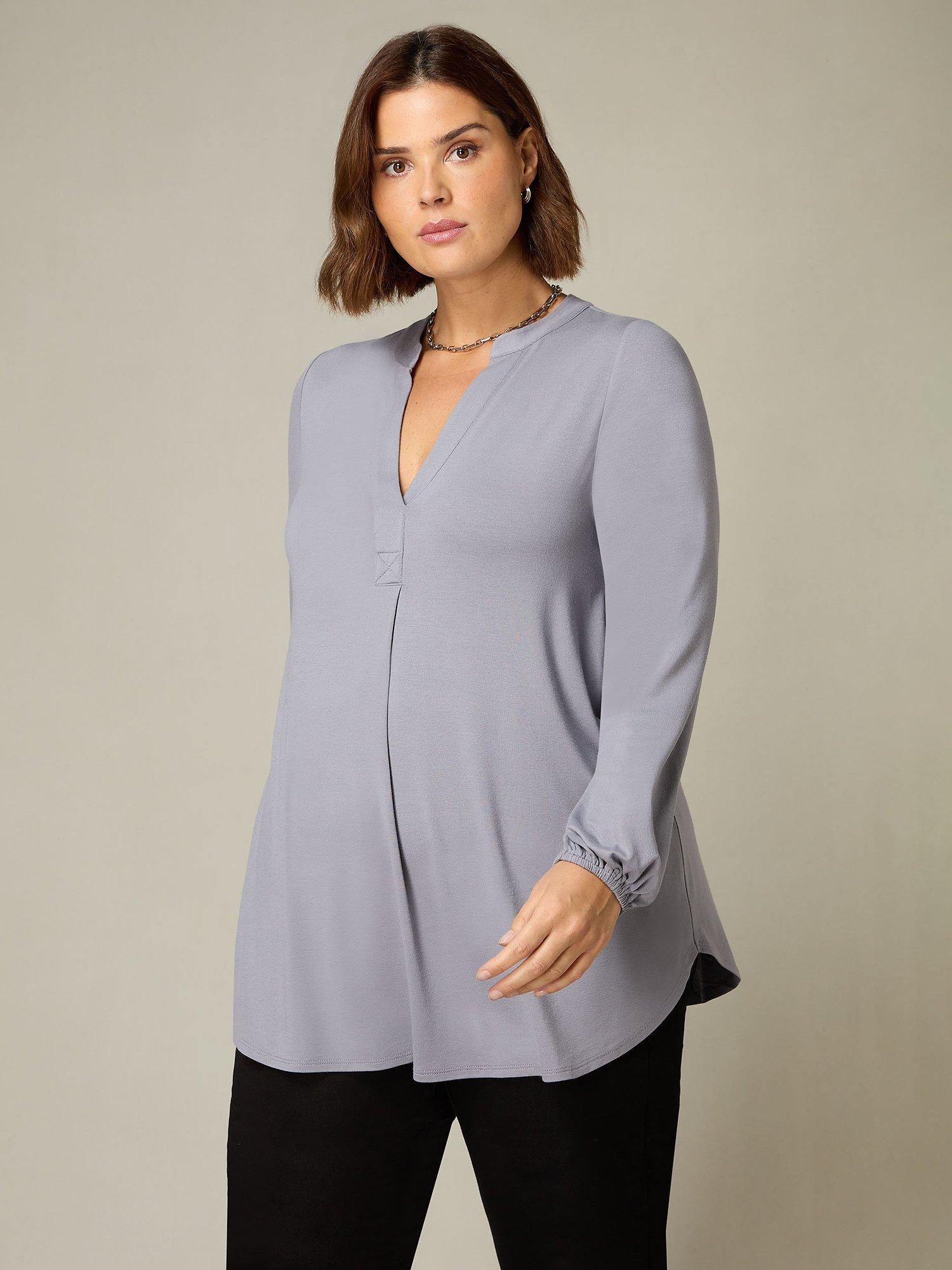 Live Unlimited Curve Jersey Relaxed Tunic Top, Grey