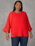 Live Unlimited Curve Flute Sleeve Overlay Top, Red