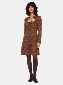 Whistles Optical Wiggle Mini Dress, Black/Multi, Black/Multi