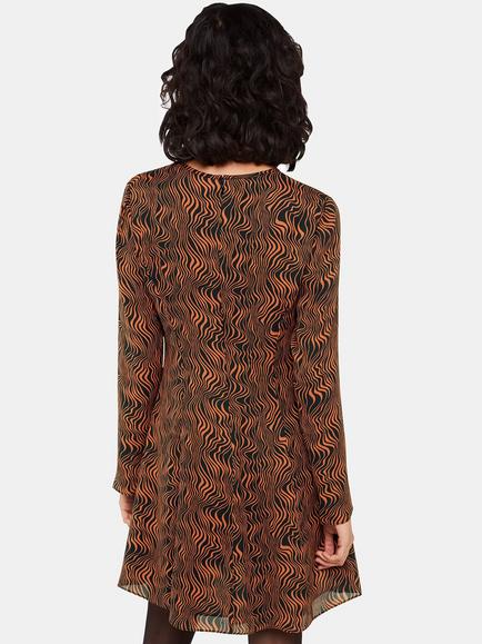 Whistles Optical Wiggle Mini Dress, Black/Multi - view 2, Black/Multi