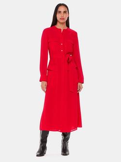 Whistles Nia Pocket Detail Midi Shirt Dress, Red, Red