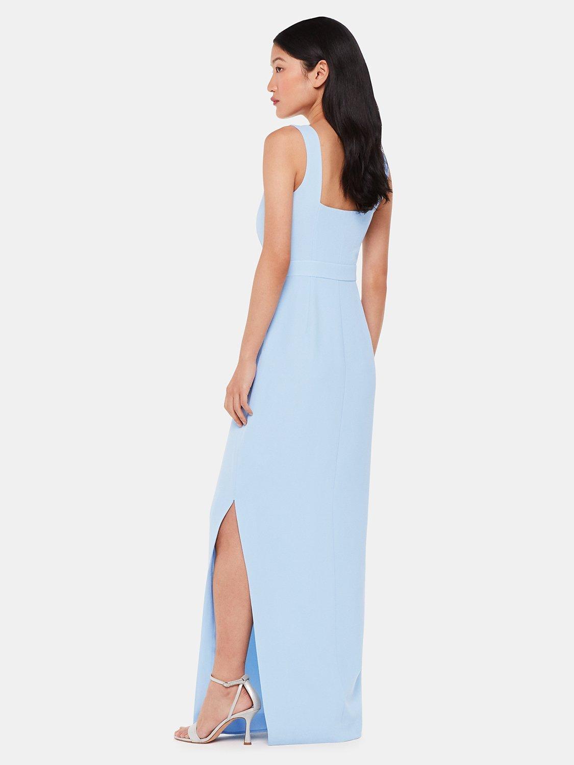 Product image 2 of 5, which shows Whistles Mila Square Neck Maxi Dress, Pale Blue, 6