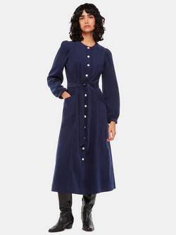 Whistles Ange Midi Cord Dress, Navy, Navy