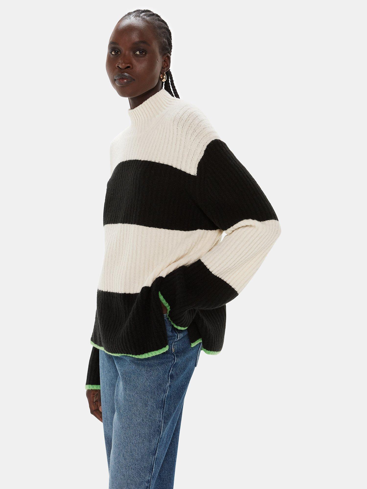 Black and white striped knit sweater best sale
