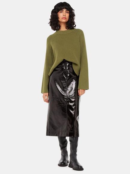 Whistles Ribbed Crew Neck Jumper, Khaki, Khaki