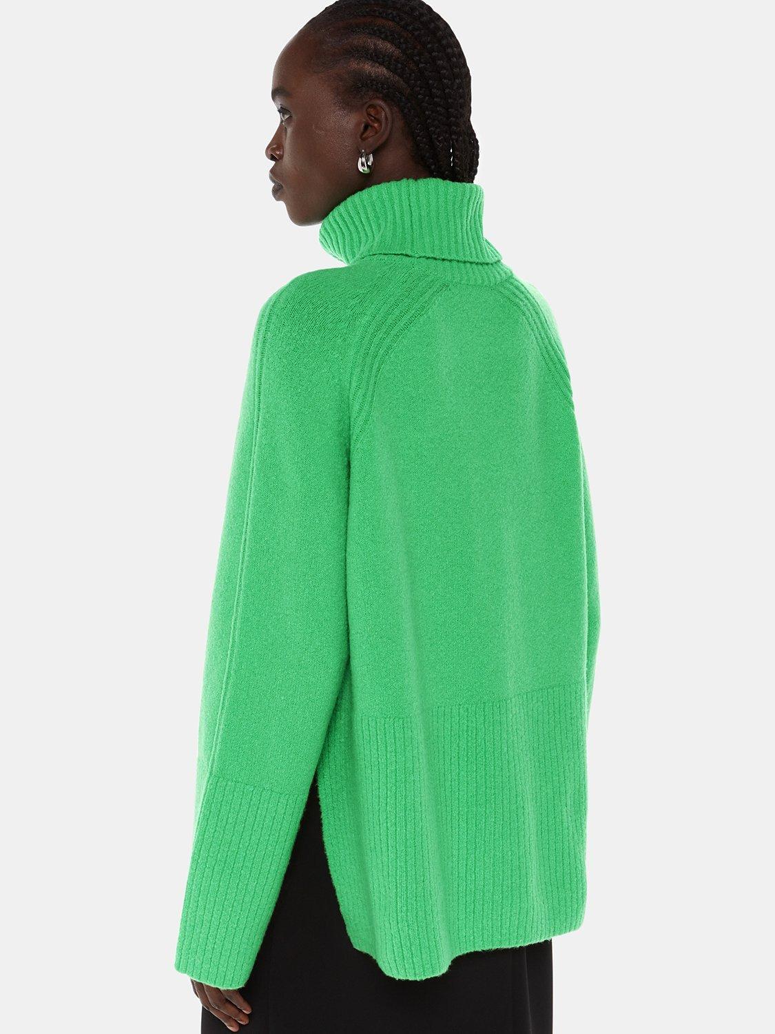 Whistles Textured Rib Detail Roll Neck Jumper Green