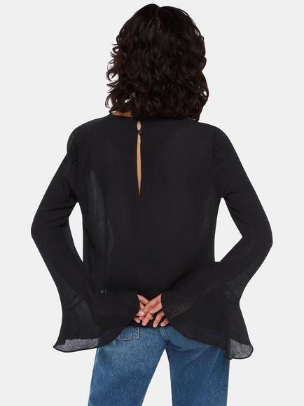 Whistles Pia Plisse Cowl Neck Blouse, Black - view 2, Black