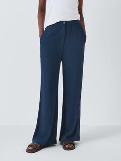John Lewis Viscose Crepe Wide Leg Trousers, Navy