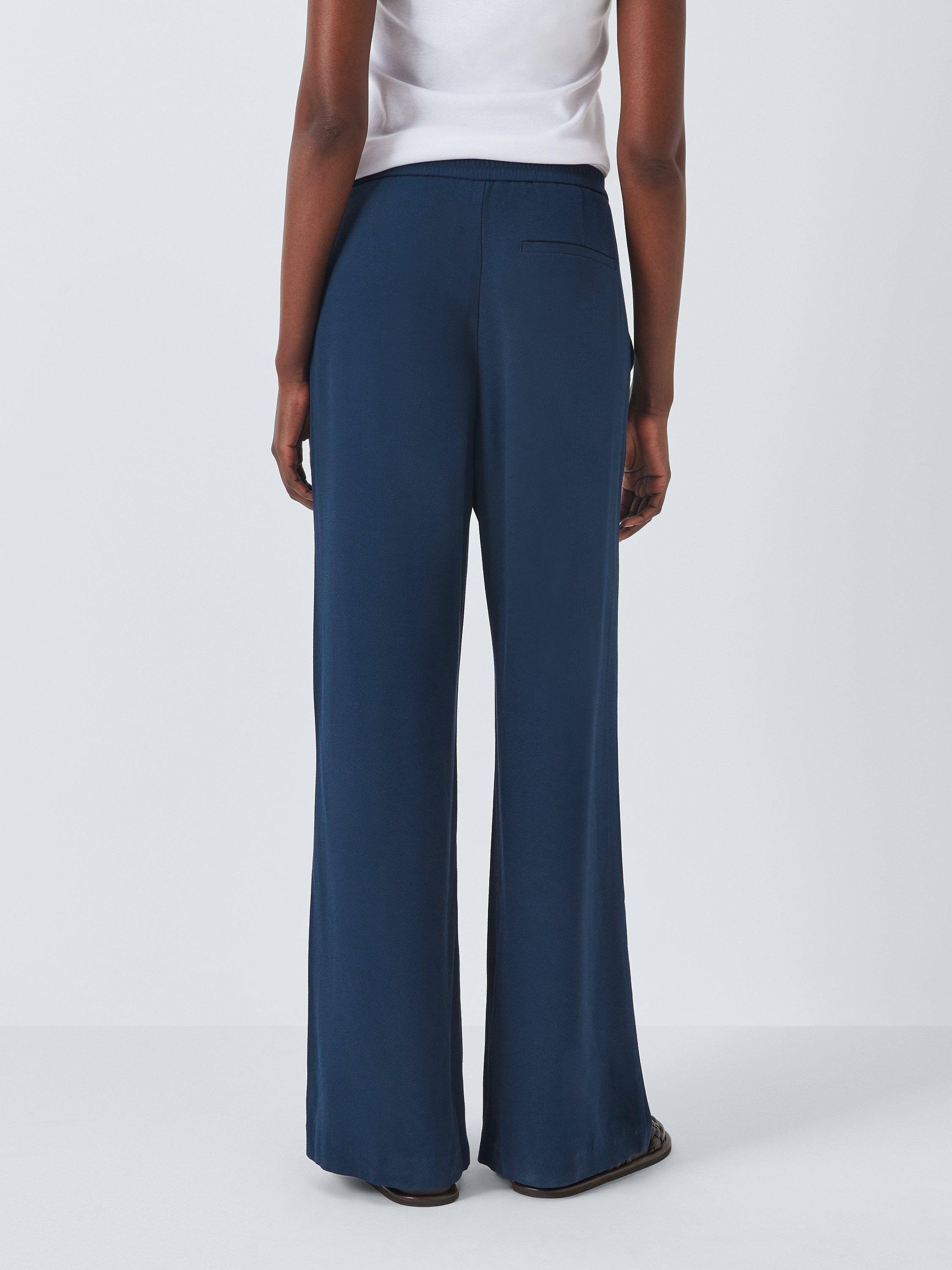 Product image 2 of 6, which shows John Lewis Viscose Crepe Wide Leg Trousers, Navy, 8
