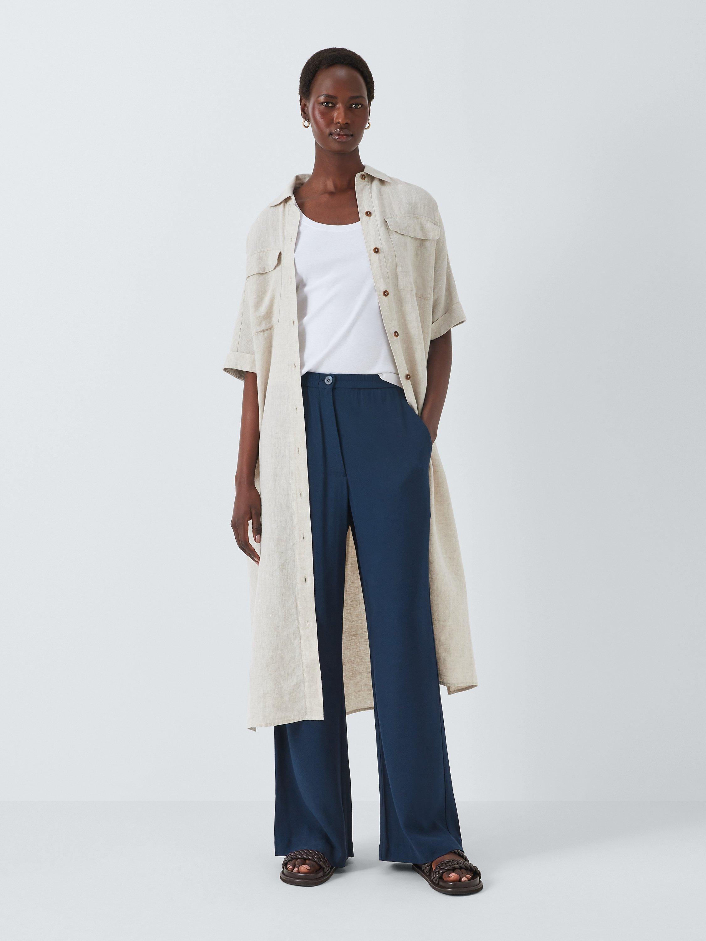 Product image 3 of 6, which shows John Lewis Viscose Crepe Wide Leg Trousers, Navy, 8