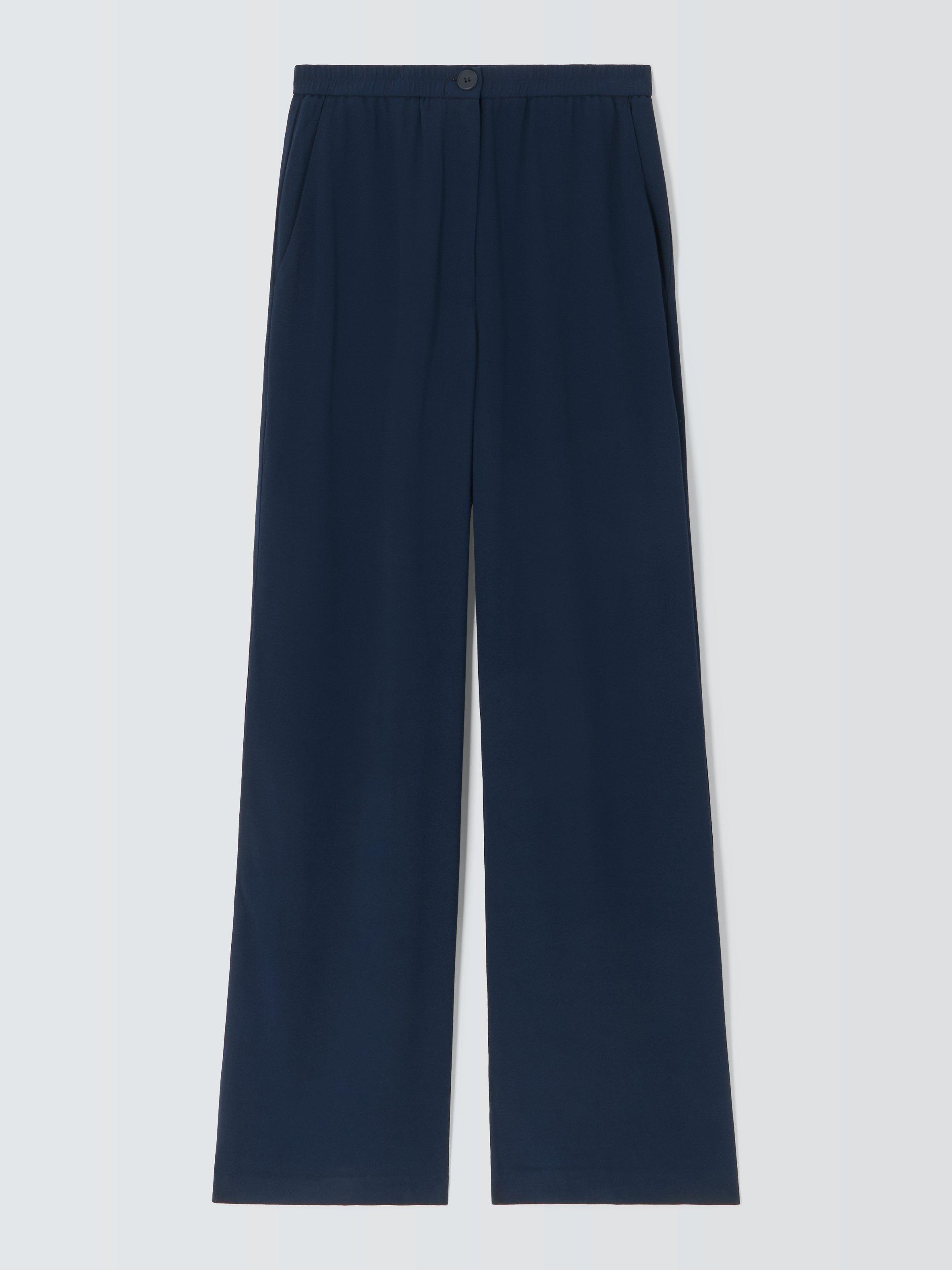 Product image 4 of 6, which shows John Lewis Viscose Crepe Wide Leg Trousers, Navy, 8