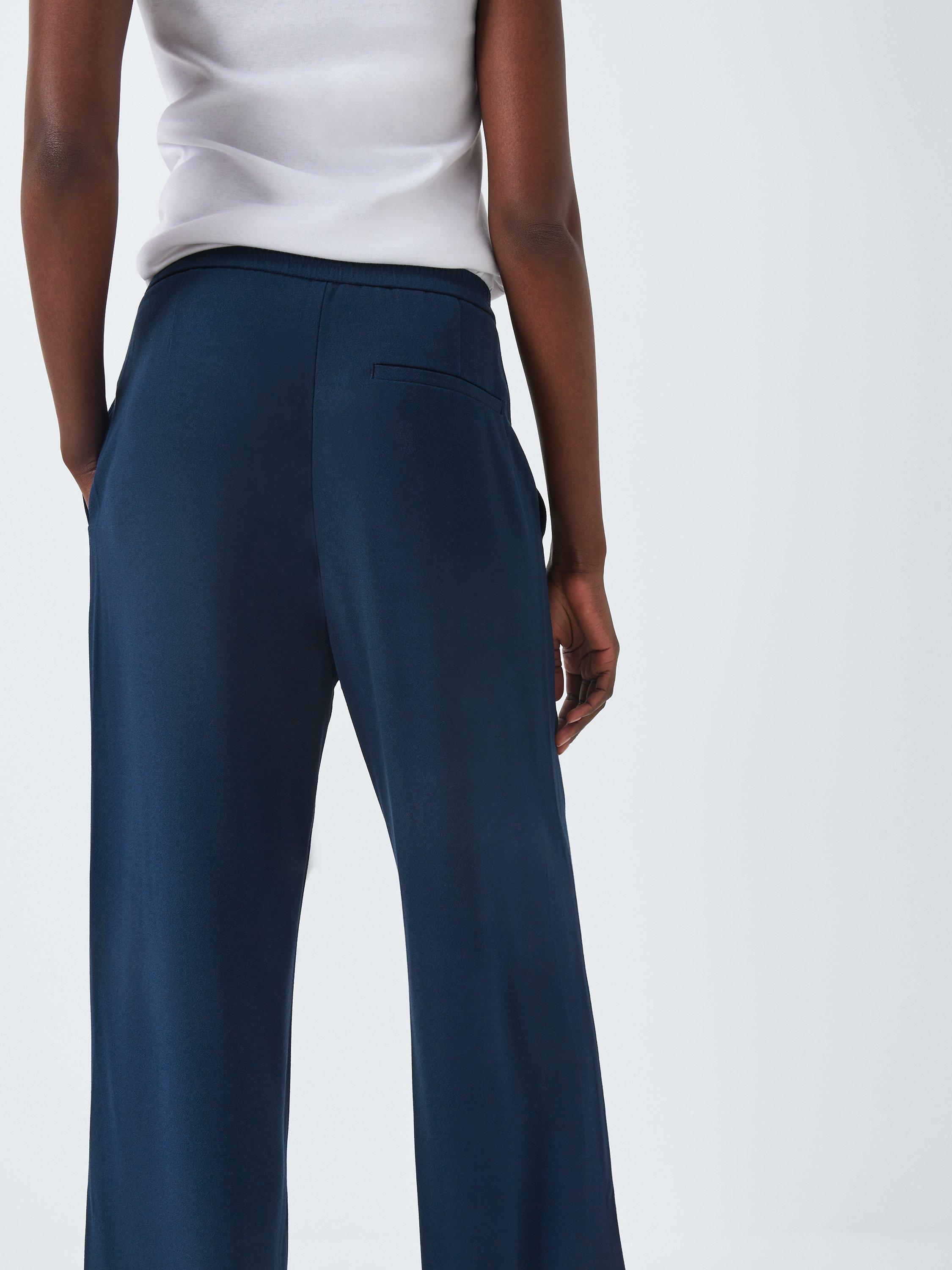 Product image 6 of 6, which shows John Lewis Viscose Crepe Wide Leg Trousers, Navy, 8