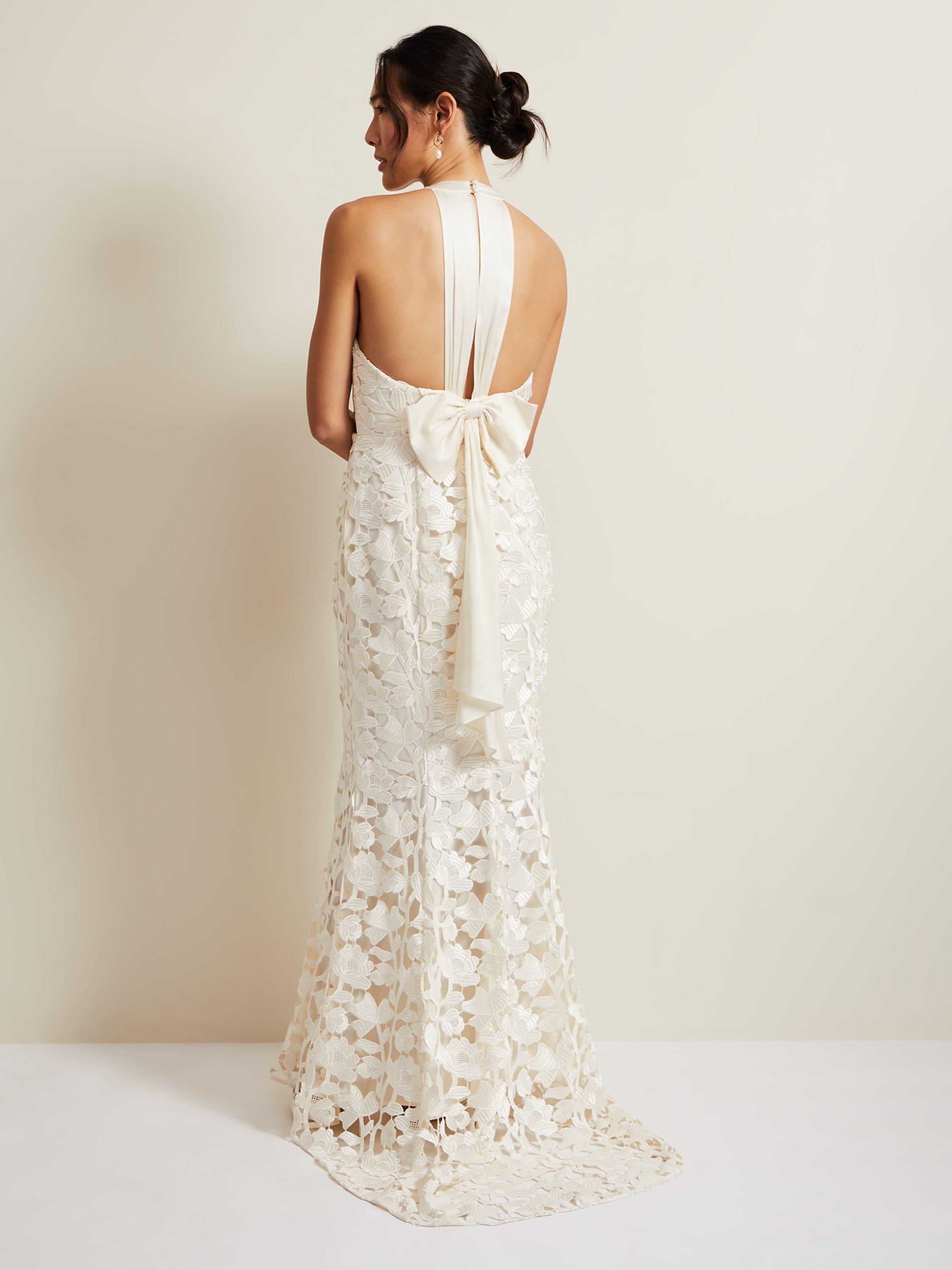 Product image 2 of 10, which shows Phase Eight Olivia Bridal Lace Wedding Dress, Ivory, 6
