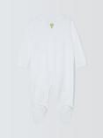 John Lewis Heirloom Collection Baby Woodland Animals Embroidered Pima Cotton Sleepsuit, White