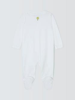 John Lewis Heirloom Collection Baby Woodland Animals Embroidered Pima Cotton Sleepsuit, White - view 2, White