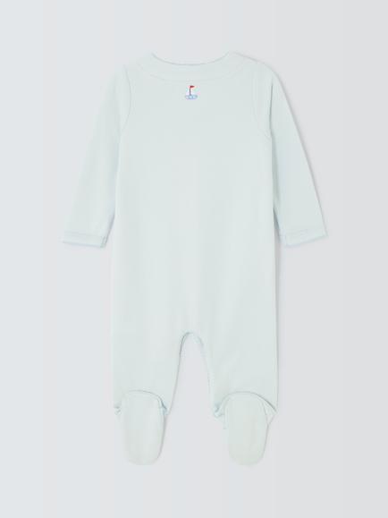 John Lewis Heirloom Collection Baby Transport Toys Embroidered Pima Cotton Sleepsuit, Blue - view 2, Blue