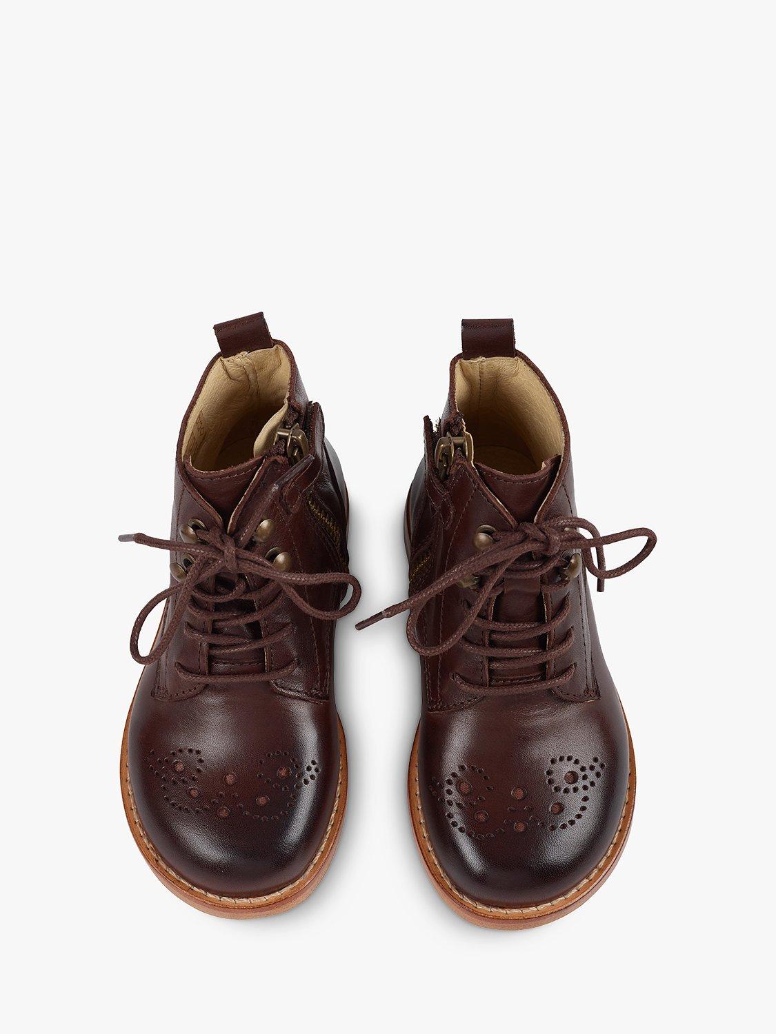 Product image 3 of 3, which shows Young Soles Kids' Buster Leather Brogue Boots, Dark Brown, 11 Jnr