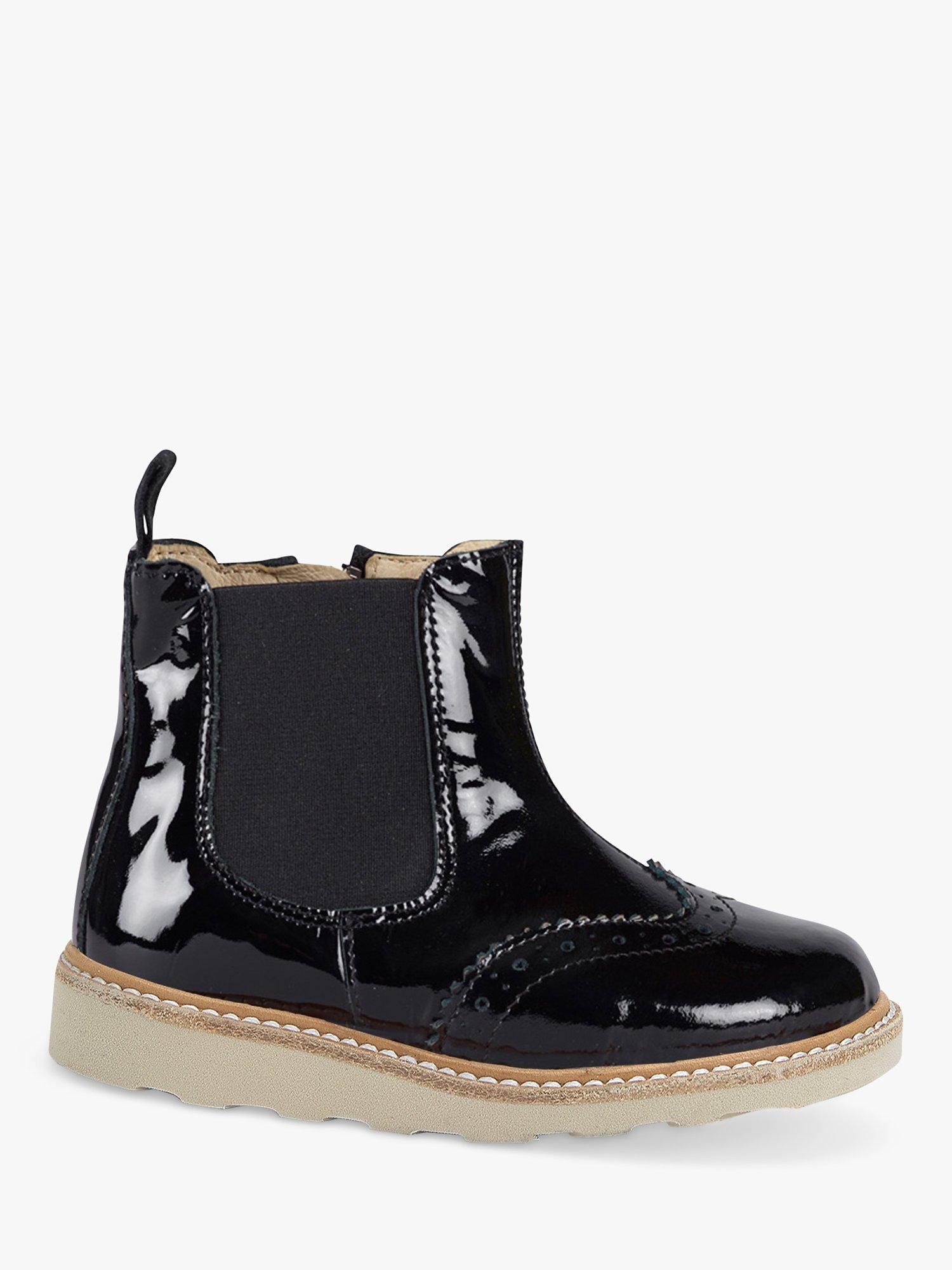 Young Soles Kids Francis Patent Leather Chelsea Boots Black
