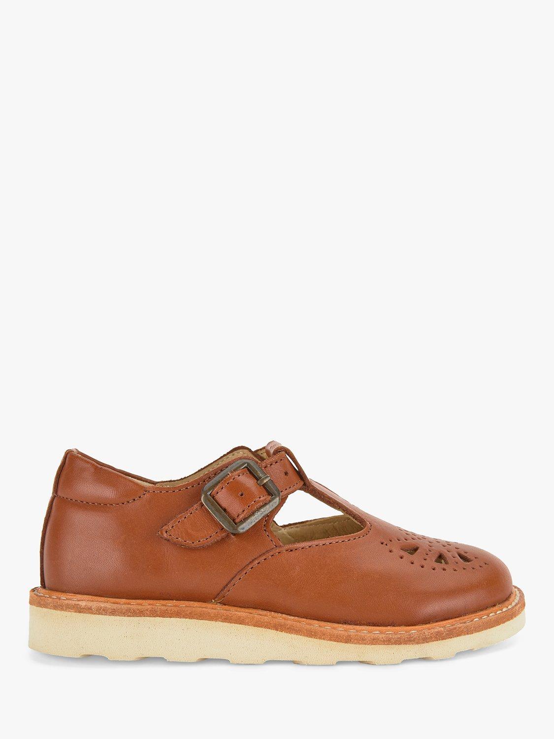 Product image 1 of 3, which shows Young Soles Kids' Rosie T-Bar Leather Shoes, Chestnut Brown, 1