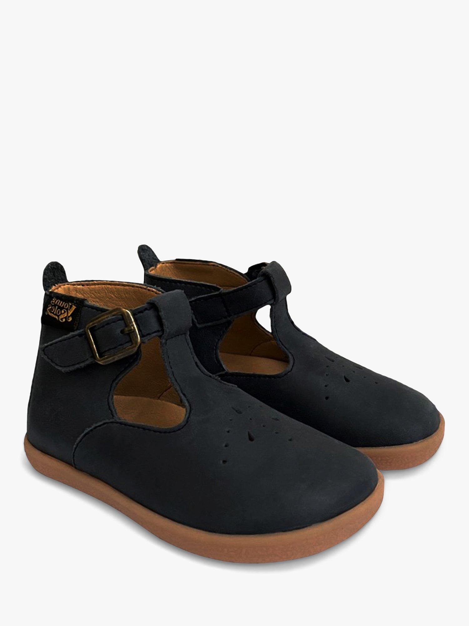 Product image 2 of 4, which shows Young Soles Kids' Leather Lark T-Bar Boots, Navy, 13.5 Jnr