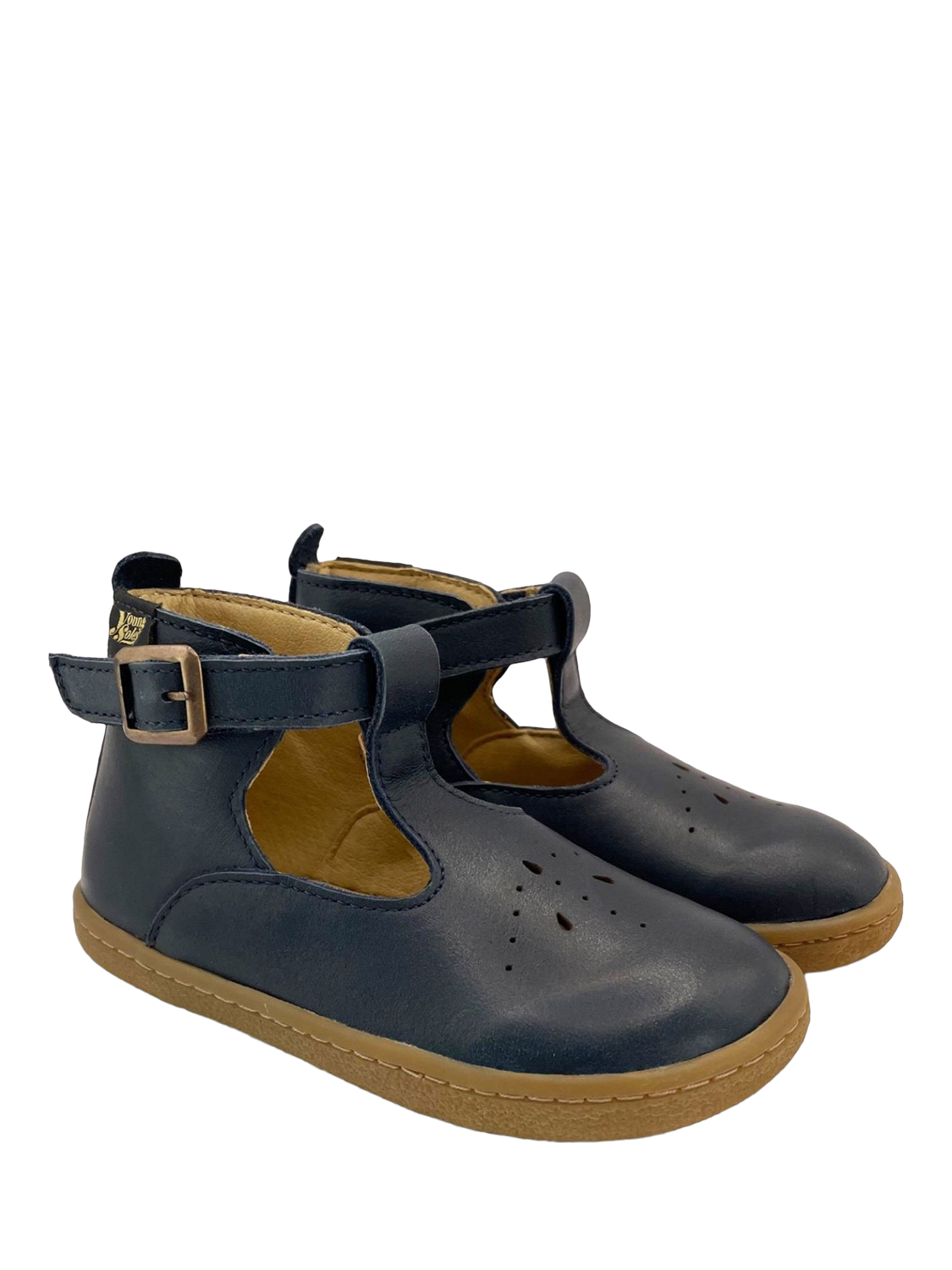 Product image 3 of 4, which shows Young Soles Kids' Leather Lark T-Bar Boots, Navy, 13.5 Jnr