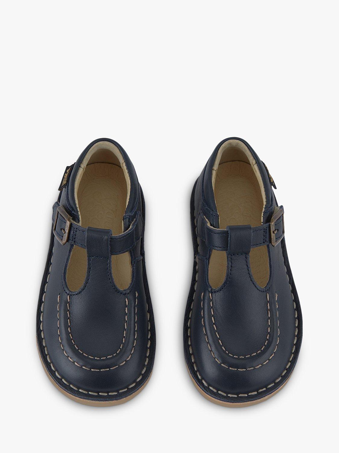 Product image 3 of 3, which shows Young Soles Kids' Parker T-Bar Leather Shoes, Navy, 1