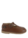 Young Soles Kids' Parker T-Bar Leather Shoes, Tan Burnished