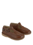 Young Soles Kids' Parker T-Bar Leather Shoes, Tan Burnished