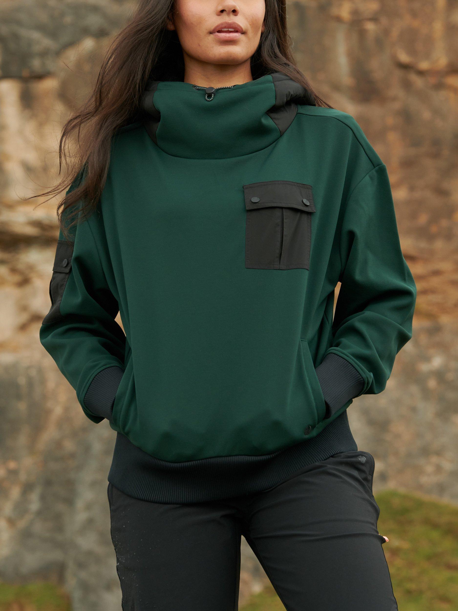 Product image 1 of 4, which shows ACAI Go Explore Hoodie, Forest Green, XS