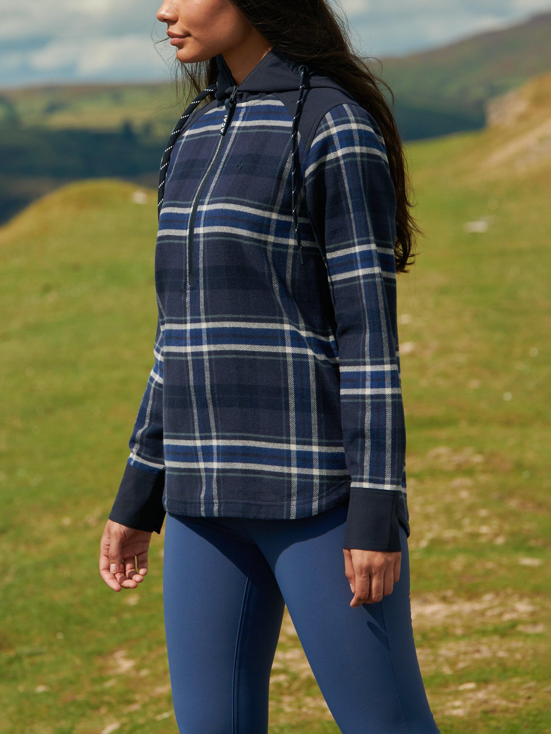 Product image 2 of 7, which shows ACAI Boyfriend Check Hoodie, Deep Navy, XS