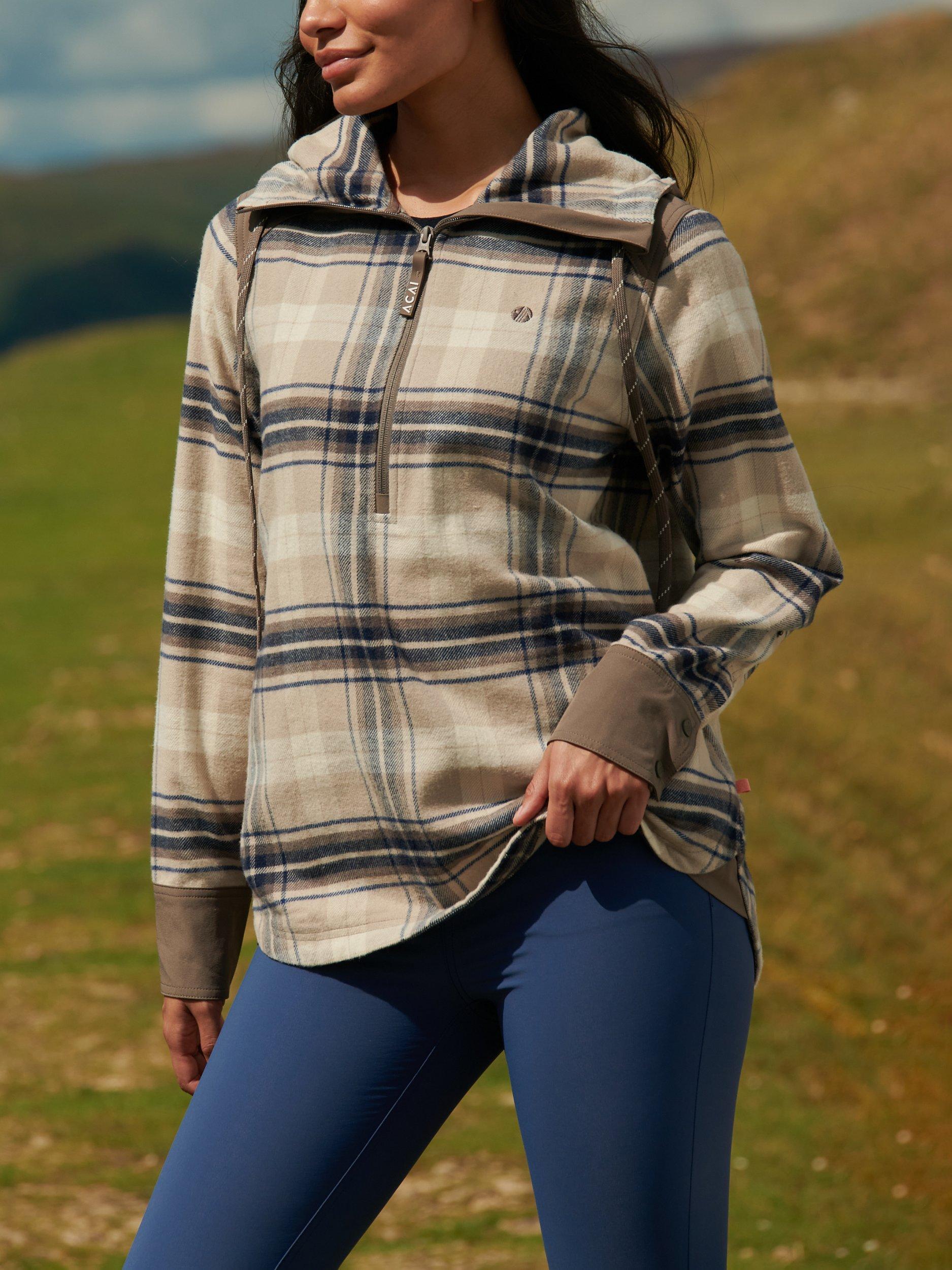 Product image 1 of 7, which shows ACAI Boyfriend Check Hoodie, Desert, XS