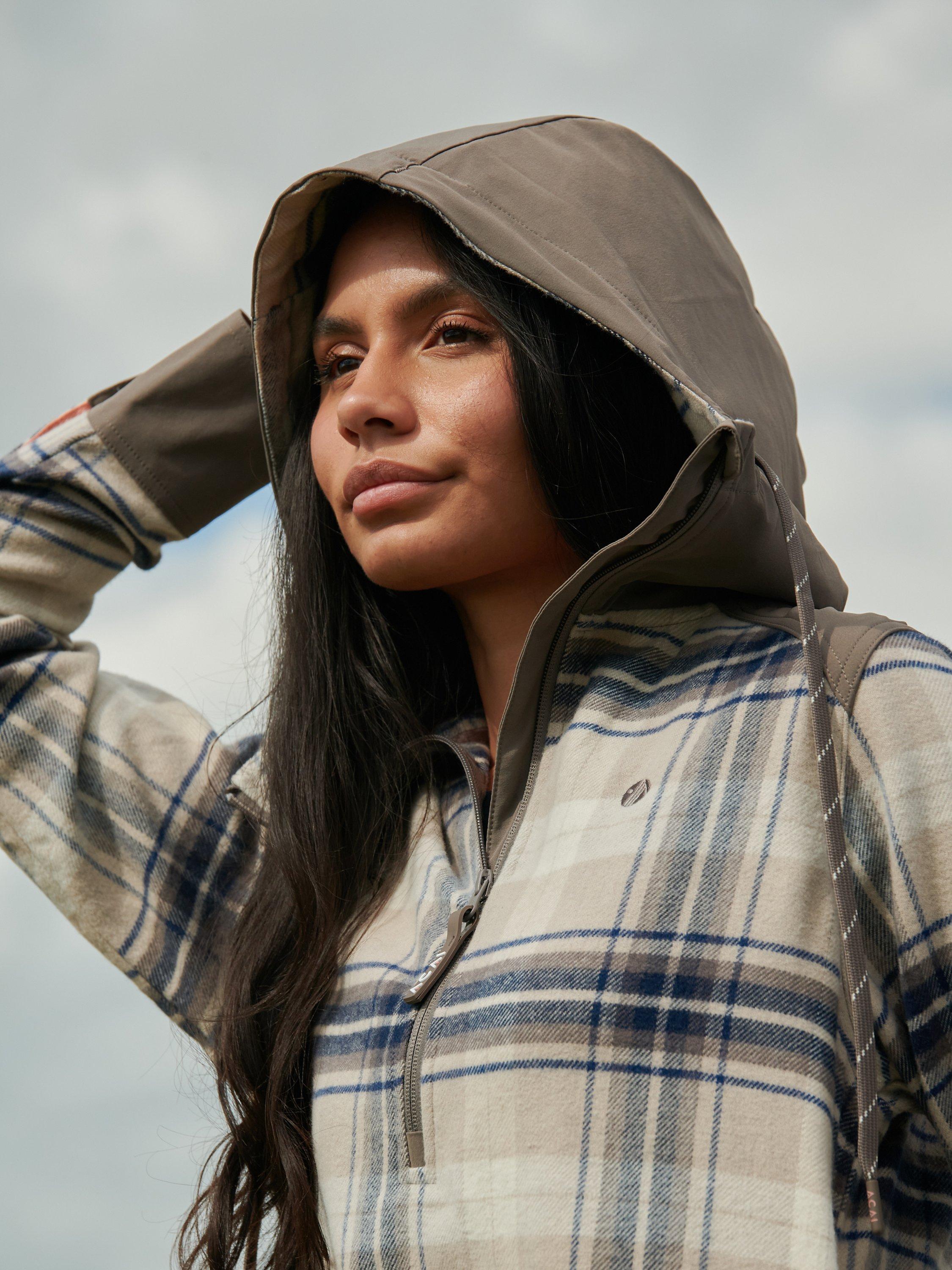 Product image 6 of 7, which shows ACAI Boyfriend Check Hoodie, Desert, XS