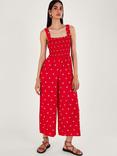 Monsoon Geometric Print Cut-Out Back Jumpsuit, Red