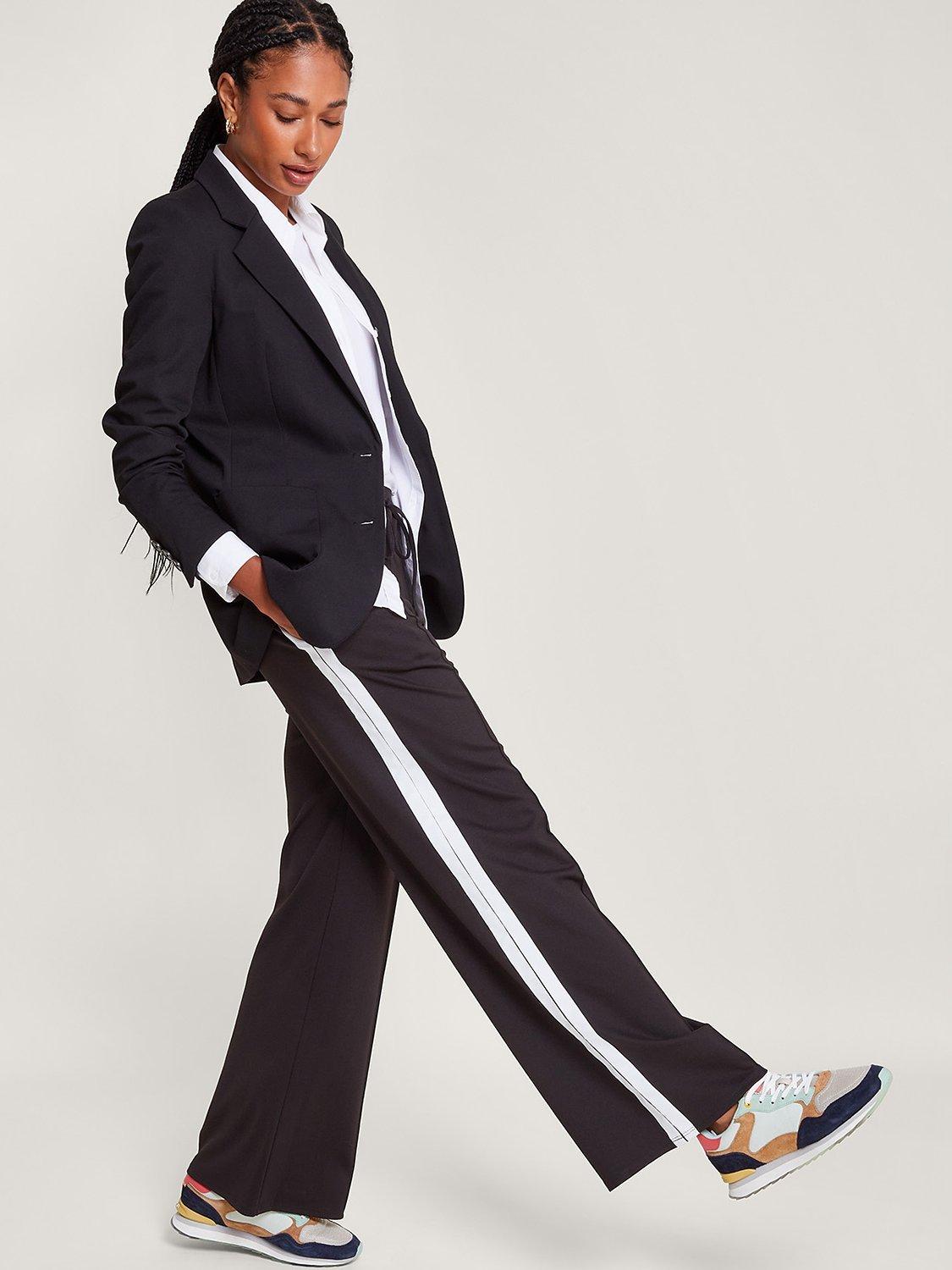 Monsoon Susie Side Stripe Trousers, Black
