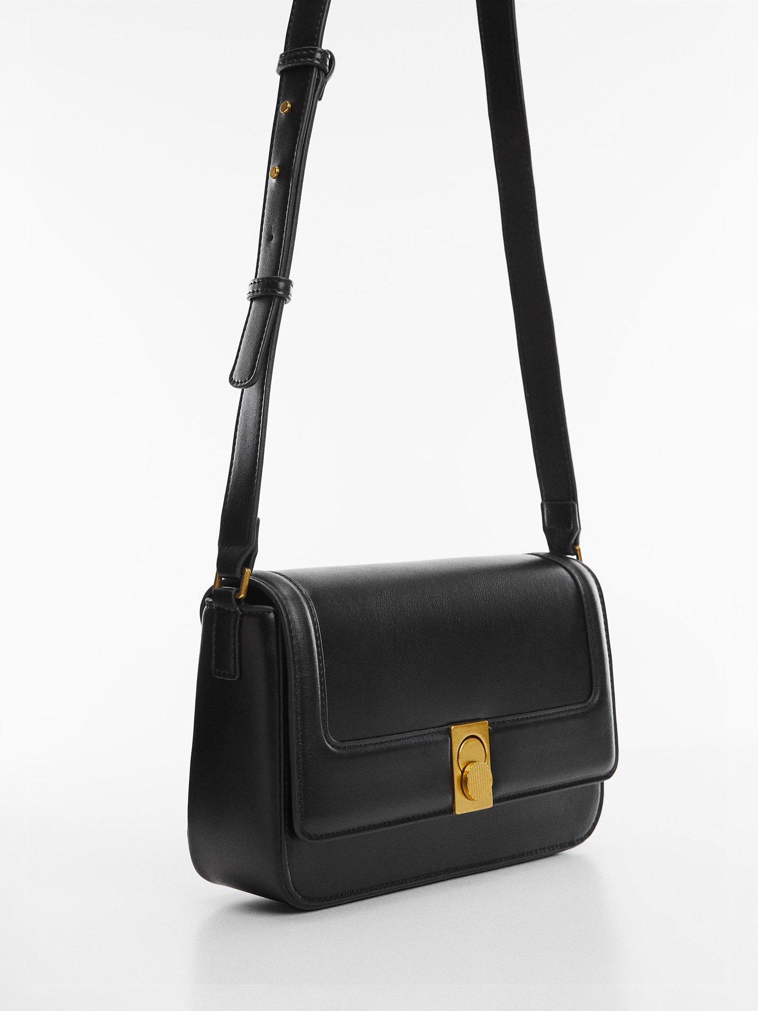 Mango Luxor Faux Leather Crossbody Bag, Black