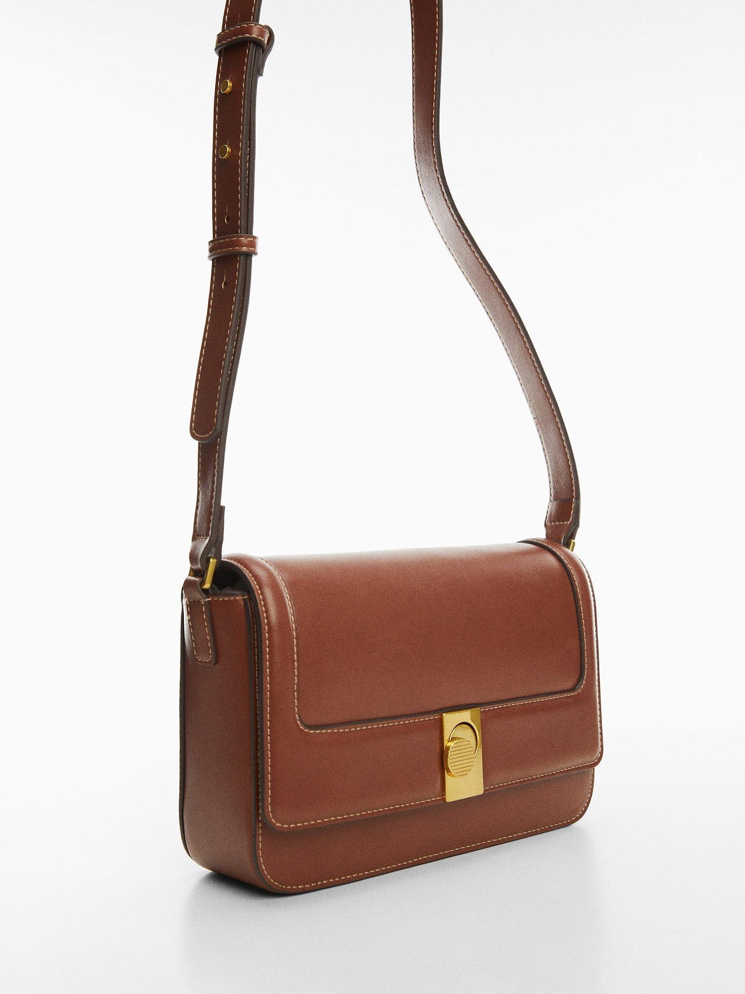Mango Luxor Faux Leather Crossbody Bag, Medium Brown